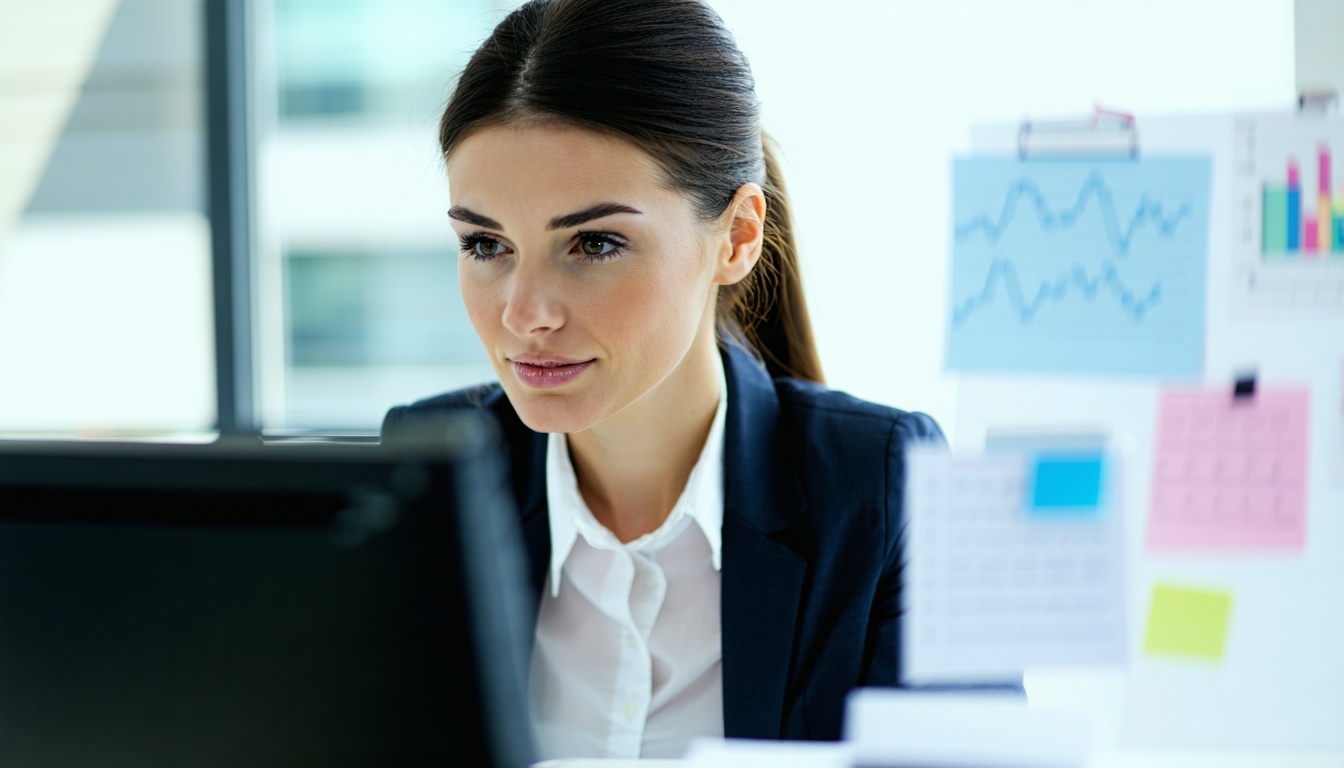 Business woman looking at online resources